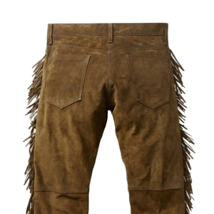Pantalon en daim délavé à franges, style unique, coupe droite, décontracté, pour adultes, vente en gros, personnalisable avec votre logo et votre propre design, en promotion en ligne - Product Image 6