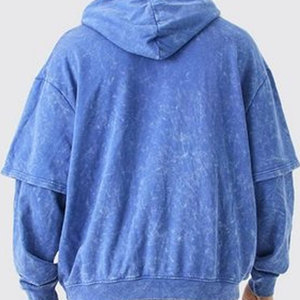 Sweat-shirt à capuche pour homme, vert fluo uni, en molleton bouclette, décontracté, pour l'automne, avec poches, coupe classique, tricoté, respirant - Product Image 4
