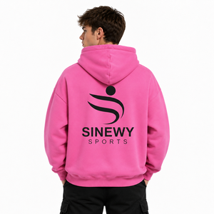 Sudadera con Capucha Unisex Rosa con Logotipo Personalizado, 100% Algodón Felpa, Estampado Frontal con Logotipo, Ropa Deportiva Informal para Invierno - Product Image 6