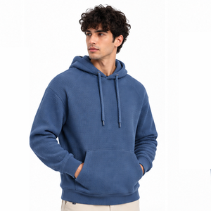 Mens Waffle Knit Hoodie Casual Thermal Pullover <b>Long</b> Sleeve Winter Outdoor Streetwear Custom Hooded <b>Sweatshirt</b> Wholesale Apparel - Product Image 6