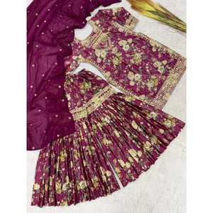 Hermoso conjunto de salwar kameez de poliéster con top, pantalón y dupatta para fiestas - Product Image 1