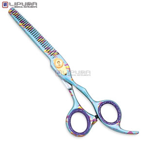 Rainbow Color Sharp Edge Comfortable <b>Rubber</b> <b>Plastic</b> for Salons Professional Japanese Steel Hair Thinning Scissors 6.5 Inch - Product Image 2