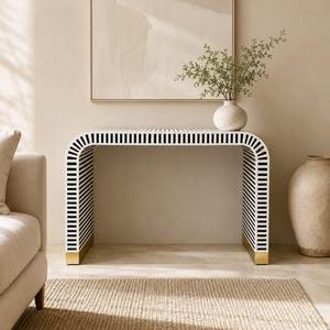Handcrafted Bone Inlay Console <b>Table</b> Intricate <b>Mosaic</b> Pattern Stylish Hallway Furniture Sophisticated Living Room Display Collec - Product Image 3