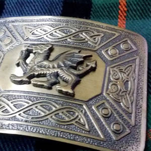 Hebilla de cinturón para kilt más vendida, con diseño de dragón walesí y acabado antiguo / Hebilla de dragón celta para kilts escoceses de las Tierras Altas - Product Image 6