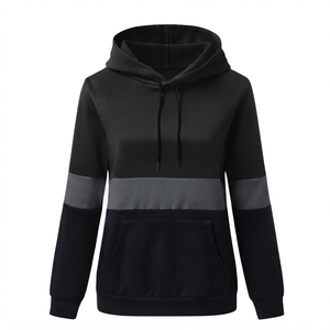Sudadera con Capucha de Algodón 100% para Mujer, Estilo Casual, con Bloques de Color, para Otoño e Invierno, Manga Larga, con Cordón Ajustable - Product Image 6