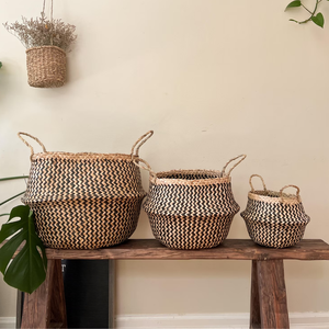 Juego de Cestas de Almacenamiento Tejidas Decorativas Hechas a Mano, Cesto para Ropa Sucia de Seagrass con Patrón Geométrico Moderno y Asas para Decoración del Hogar - Product Image 4