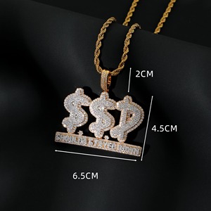 Colgante con Símbolo de Dólar Personalizado, Colgante con Letra de Nombre en Moissanita VVS, Colgante Chapado en Oro sobre Plata 925, Colgante Estilo Rapper Bling para Hombre - Product Image 6