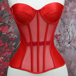 Conjunto de faja moldeadora de control firme FancyShape para mujer, corsé de malla transpirable transparente con diseño de espina de pescado y cierre de corchetes - Product Image 5