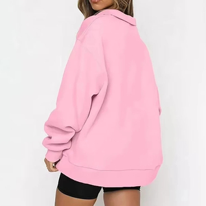Sweat-shirts tricotés décontractés pour femmes, respirants et écologiques, avec demi-fermeture éclair, épaules tombantes et logo frontal, pour l'hiver et le streetwear - Product Image 2