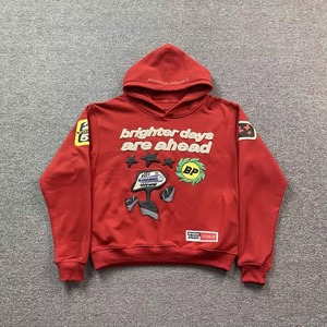 Sweat à capuche unisexe surdimensionné en coton épais de haute qualité avec lettres imprimées en relief, style streetwear décontracté pour homme - Product Image 1