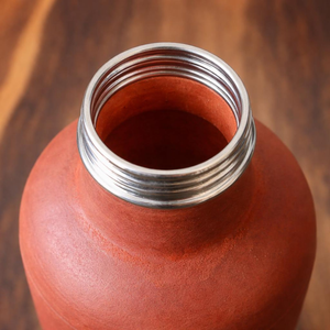 Bouteille d'eau en terre cuite 1000 ml, bouteille à boisson en argile avec poignée, utilisation moderne pour la maison et la cuisine - Product Image 5