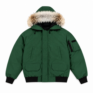 Chaqueta de Plumón con Capucha, Estilo Canadiense, Casual, Transpirable, Resistente al Viento, con Cierre de Cremallera y Botones, 95% Forro de Piel, para Hombre y Mujer - Product Image 1