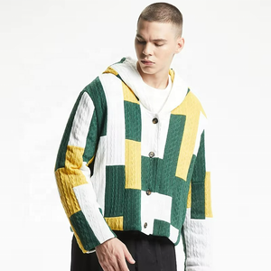 Knitted Velour Waterproof Sweater Hoodie <b>Jacket</b> for <b>Men</b> Yellow and Green Sport Casual Coat Customizable - Product Image 5