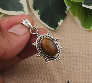 Colgante de Tigre Natural Vintage al por Mayor, Plata de Ley 925, Chapado en Platino, con Gema Rosa en Forma de Corazón, Fabricante de Joyería al por Mayor - Product Image 5