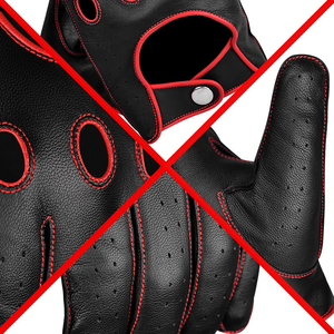 Excellent Quality Leather <b>Driving</b> <b>Gloves</b> Black Red Stitching Breathable Wrist Length Sporty Style For Cycling And <b>Driving</b> - Product Image 5