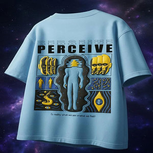 Camiseta de manga corta oversize azul claro para hombre con estampado trasero estilo urbano - Product Image 4