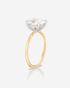 Bague de fiançailles solitaire halo à griffes en or massif 14 carats pour femme, diamant de laboratoire taille coussin de 2,50 carats, certifié IGI, pour anniversaire de mariage - Product Image 3