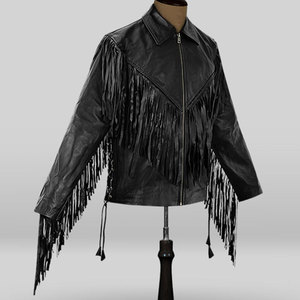 Women Custom Fringe <b>Suede</b> <b>Jacket</b> Western Boho Leather Tassel Coat Fashion Outerwear Motorcycle <b>Biker</b> Wholesale OEM - Product Image 2
