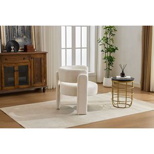 Poltrona Moderna Contemporanea in Tessuto Bouclé, Comoda Sedia Singola Imbottita per Soggiorno e Camera da Letto - Product Image 4