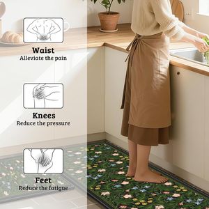 Juego de 3 Tapetes Antifatiga para Cocina, Diseño Inspirado en la Naturaleza, Antideslizantes, de PVC, con Amortiguación para el Suelo - Product Image 2