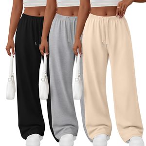 Wholesale Custom Women Baggy <b>Sweatpants</b> Mid Waist Wide Leg Fleece Track Pants Ladies Casual <b>Oversized</b> Streetwear Trousers - Product Image 2