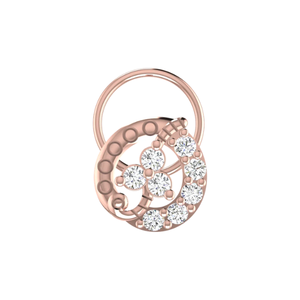 AJRETAIL Bijou de piercing pour femme en or 14 carats, clou de nez en diamant naturel de 0,16 ct avec motif floral en forme de croissant, style ethnique - Product Image 2