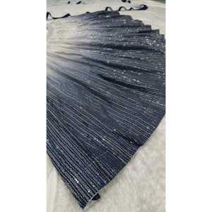 Lehenga Choli fait main coupe trapèze pour les fêtes, en tissu organza avec broderie de sequins, taille naturelle - Product Image 4