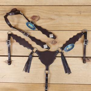 Ensemble de têtière et de collier de poitrail Western en cuir de vachette premium, léger, très tendance, avec motifs perlés personnalisés, équipement équestre saisonnier - Product Image 1