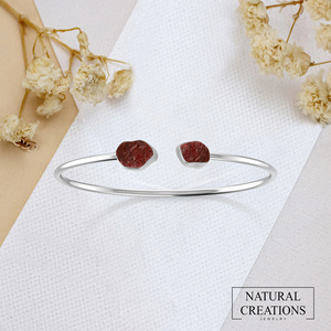 Premium 925 Sterling Silver Trendy Adjustable Bezel Set High Finish Twister <b>Bracelet</b> Bangles <b>Garnet</b> Rough Shape Party Gift Women - Product Image 6
