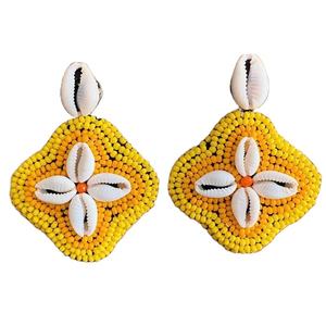 Pendientes de gota Unisex de moda con cuentas hechas a mano de lujo hechos a mano DECLARACIÓN DE Color blanco amarillo/naranja origen de la India - Product Image 1