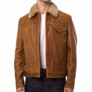 Men's Vintage Buffalo Leather <b>Trucker</b> <b>Jacket</b> - Product Image 1
