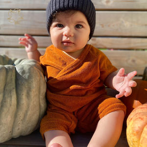 Bamboo Cotton Terry Long Leg Kimono Bodysuit Eco Friendly <strong>Towelling</strong> Baby <strong>Onesie</strong> Sustainable Terry Cloth Baby Short Romper - Product Image 2