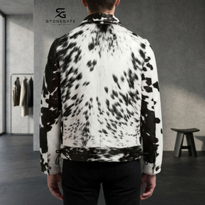 Chaqueta de Cuero con Pelo de Vaca para Hombre, Hecha a Medida, con Paneles Texturizados y Confección Moderna, Proveedor OEM 2026 - Product Image 6