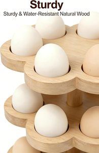 Rotating Pine Wooden <b>Egg</b> Holder 5-Tier Space Saving <b>Egg</b> <b>Storage</b> Rack 30 <b>Eggs</b> Capacity Kitchen Countertop Organizer Shelf - Product Image 4