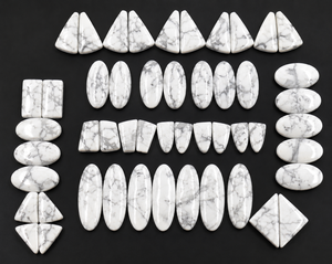 Pierre précieuse Howlite blanche naturelle polie, paire de cabochons, pierres lâches calibrées à taille mixte pour la fabrication de boucles d'oreilles - Product Image 6