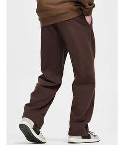 Men's <b>Brown</b> Cotton Sweatpants Elastic Waist Drawstring Casual Loose Fit Midweight Knitted Pants Side Pockets Autumn Style - Product Image 4