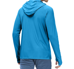 เสื้อเชิ้ตผู้ชายสีน้ำเงิน คอกลม แขนยาว ผ้าฟลีซถัก ระบายอากาศได้ดี น้ำหนัก 300 กรัม โพลีเอสเตอร์ สวมใส่สบายๆ สำหรับฤดูใบไม้ร่วง - Product Image 4