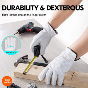 Gants de travail de haute qualité pour hommes, en cuir de chèvre pur et doux, pour la soudure, la réparation, le jardinage, la construction, la sécurité et la conduite. - Product Image 5