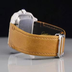 Luxury Rectangle <b>Diamond</b> Wristwatch With Tan Leather Strap Roman Numeral Dial Analog Quartz Movement Women's Jewelry Timepiece - Product Image 4
