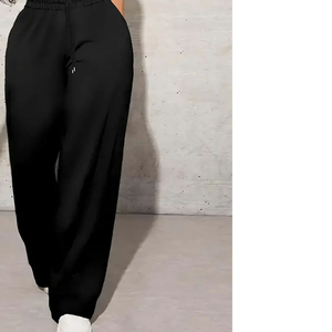 Custom Women's Winter Oversized Flat Front High Waist Drawstring <b>Bleach</b> Wash Sweatpants Loose Fit Breathable 100% Cotton Casual - Product Image 5