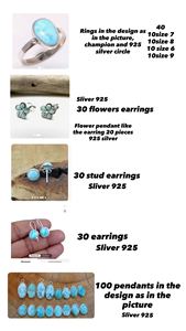 Custom Listing for 250 Mix Shape Larimar Ring <b>Pendant</b> Earrings Jewelry <b>Solid</b> 925 Sterling Silver <b>Gold</b> Plated Rhodium Trendy - Product Image 2