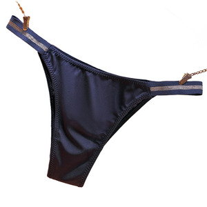 Lot de 3 culottes string pour femme, taille basse, sans couture, ultra-fines, couleur unie, en tricot de spandex et nylon - Product Image 6
