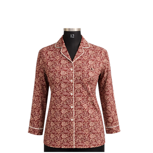 Ensemble de pyjama en soie crêpe pour femme, imprimé paisley de qualité supérieure, manches longues, vêtements de nuit, ensemble de vêtements de détente, avec sac cadeau - Product Image 1