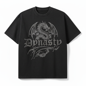 เสื้อยืดกราฟิกแบบกำหนดเอง ประดับเพชร ทรงบ็อกซี่ ตัดเย็บแบบดิสเทรส สำหรับผู้ชาย แฟชั่นวินเทจ เสื้อยืดโอเวอร์ไซส์เนื้อหนา - Product Image 1