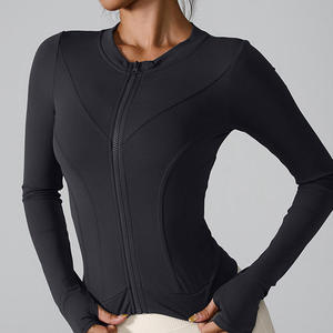 Women's Slim Fit Gym Fitness <b>Workout</b> Cropped Tops Long Sleeve Yoga Coat Zipper Design Sports Wear Running Yoga <b>Jacket</b> for Women - Product Image 3