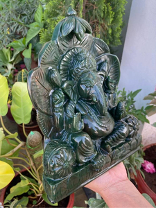 Estatua de Ganesha de Jade Verde Natural Tallada a Mano, Ídolo del Dios Hindú, Decoración Espiritual para el Hogar, Regalo para Altar de Meditación, Proveedor Mayorista - Product Image 3