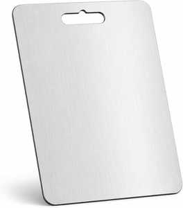 Tabla de cortar de acero inoxidable, rectangular, antideslizante, fácil de limpiar, duradera, no tóxica, tabla de cortar para cocina - Product Image 1