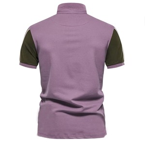 Polo de Manga Corta Morado para Hombre, Diseño Casual de Punto con Bloques de Color, Camisetas Polo Personalizadas - Product Image 2