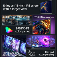 Moniteur portable EIMIO 18,5'' IPS 144Hz 2560x1600 Type-C 100% SRGB tactile pour jeux, double écran, affichage pour ordinateur portable, OEM ODM pour les entreprises