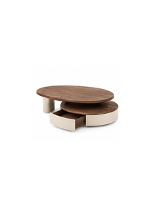 Modern Round <b>Solid</b> Teak <b>Wooden</b> Coffee Table With Rattan Top Minimalist Design Living Room Furniture Handmade - Product Image 1